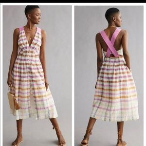 Maeve for Anthropologie Pink Plaid Summer Dress